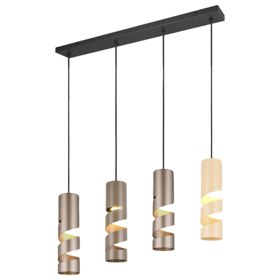 Lampadario moderno 4 luci cilindri beige e caffe moderna
