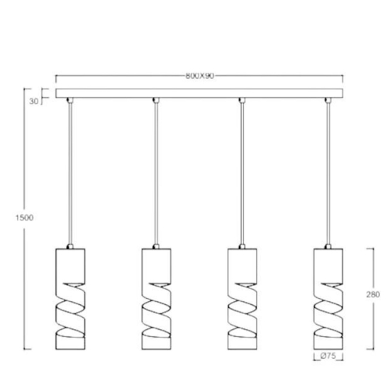 Lampadario moderno 4 luci cilindri beige e caffe moderna