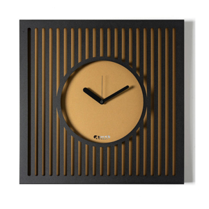 Grande orologio da parete quadrato 50x50 nero e oro