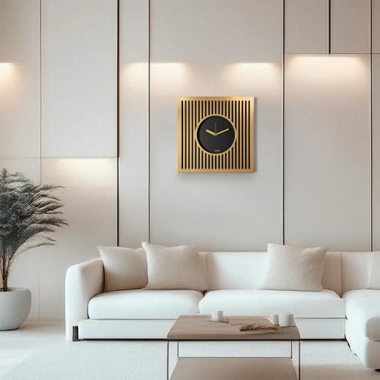 Orologio moderno da muro design quadrato oro e nero