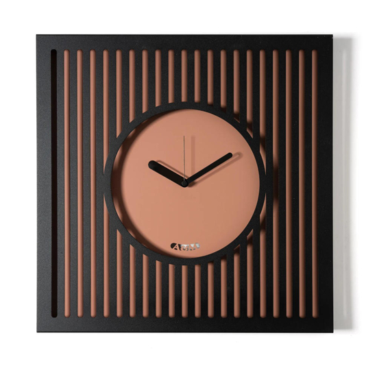 Grande orologio quadrato da parete nero e mousse 50x50