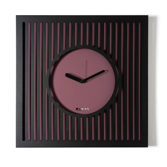 Grande orologio da parete nero e viola quadrato design moderno