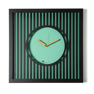 Orologio moderno da parete design quadrato nero e verde