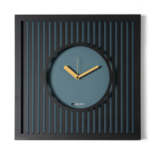 Grande orologio quadrato da muro nero e petrolio 50x50