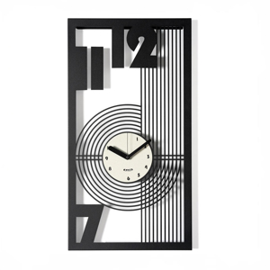 Orologio verticale da parete design geometrico nero e avorio