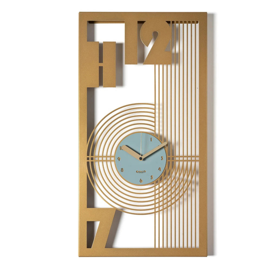 Orologio moderno verticale da muro oro e verde marino