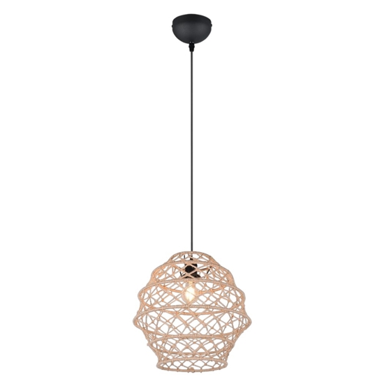 Lampadario per cucina marrone paralume in maglia di canapa