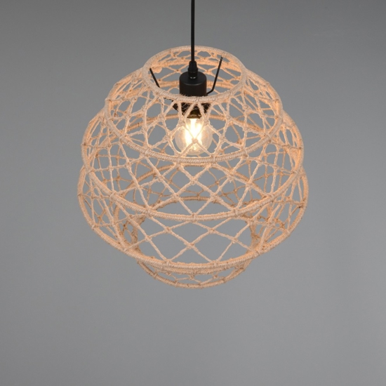 Lampadario per cucina marrone paralume in maglia di canapa