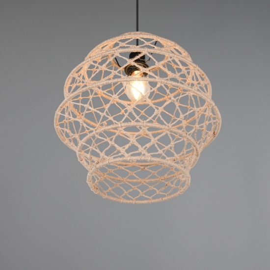 Lampadario per cucina marrone paralume in maglia di canapa