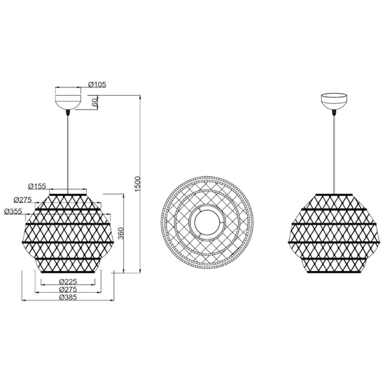 Lampadario per cucina marrone paralume in maglia di canapa
