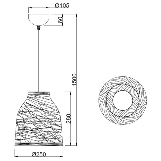 Lampadario per cucina 25 cm paralume in materiale naturale