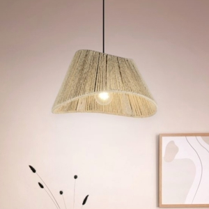 Lampadario da cucina conico marrone in corda