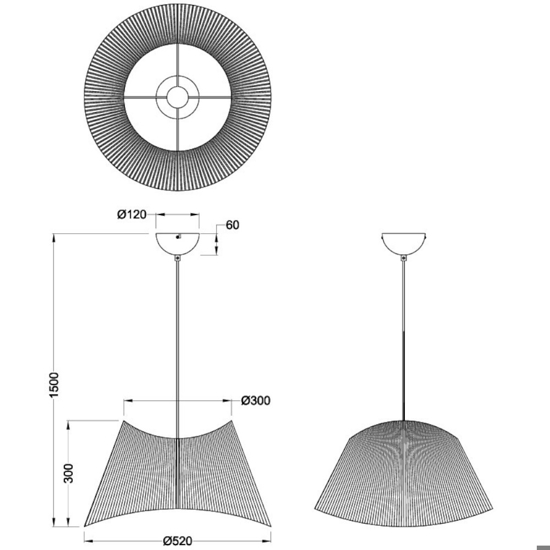 Lampadario da cucina conico marrone in corda