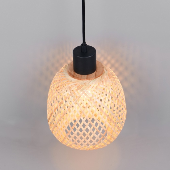 Lampadario per cucina 18 cm in rattan cavi regolabili