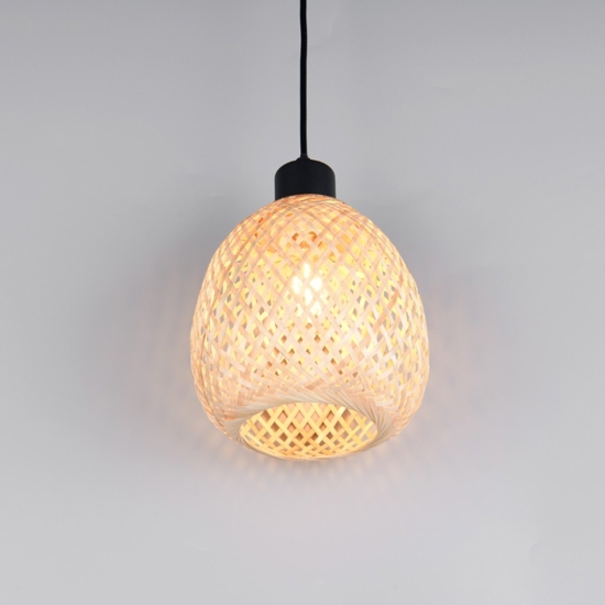 Lampadario per cucina 18 cm in rattan cavi regolabili