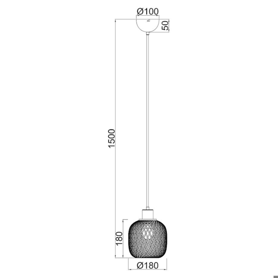 Lampadario per cucina 18 cm in rattan cavi regolabili