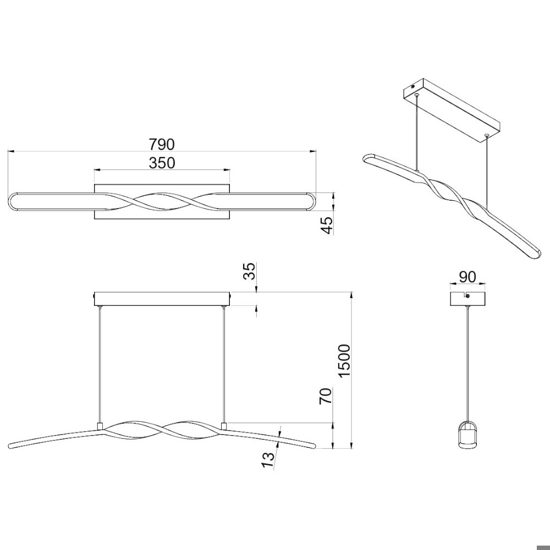Lampadario per tavolo da cucina sabbia led 18w 3000k