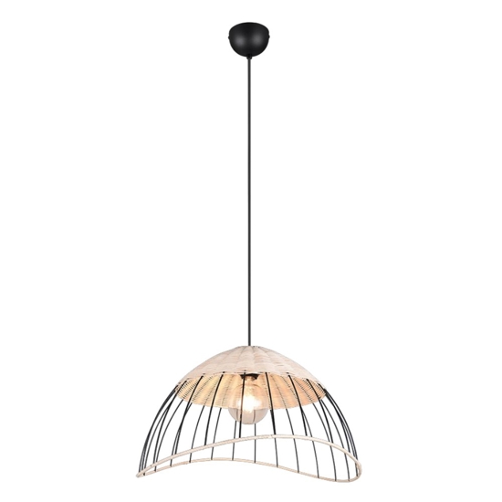 Lampadario per cucina moderna a cupola 48 cm in rattan