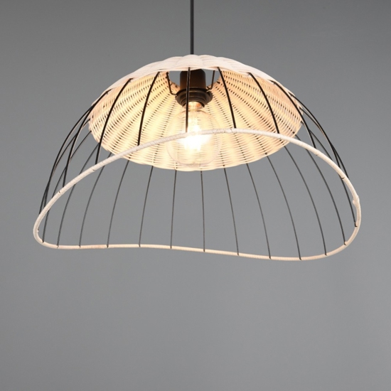 Lampadario per cucina moderna a cupola 48 cm in rattan