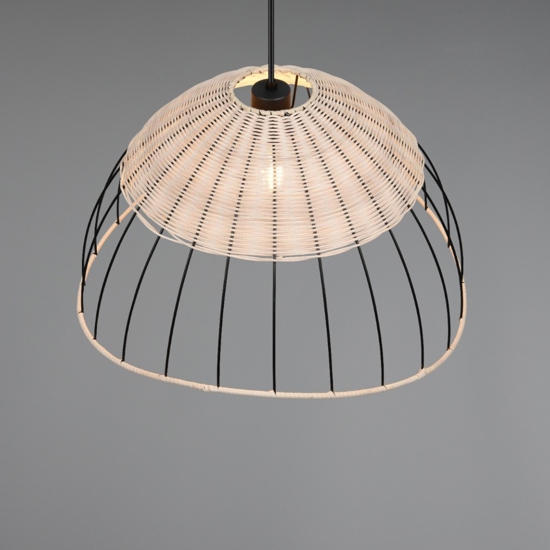 Lampadario per cucina moderna a cupola 48 cm in rattan