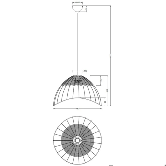 Lampadario per cucina moderna a cupola 48 cm in rattan