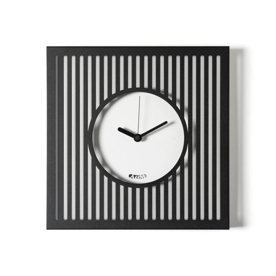 Orologio da parete moderno quadrato nero e avorio 35x35