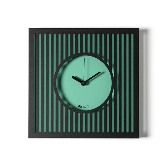 Orologio moderno per cucina quadrato nero e verde
