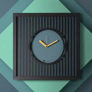 Visualizza i dettagli per Orologio quadrato nero e petrolio moderno da parete design geometrico Orologio quadrato nero e petrolio moderno da parete design geometrico