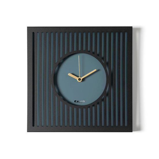 Orologio quadrato nero e petrolio moderno da parete design geometrico