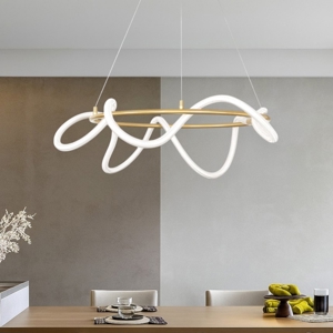Lampadario oro design tubo led di silicone per soggiorno