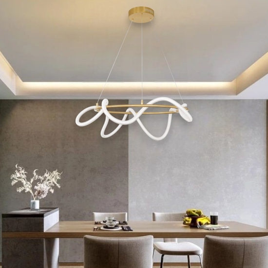 Lampadario oro design tubo led di silicone per soggiorno