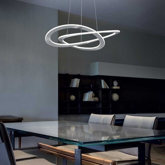 Lampadario  led 52w 3000k dimmerabile grigio per soggiorno moderno