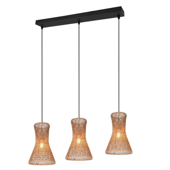 Lampadario clessidra 3 luci per cucina 20 cm marrone cavi regolabili