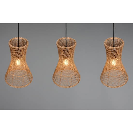 Lampadario clessidra 3 luci per cucina 20 cm marrone cavi regolabili