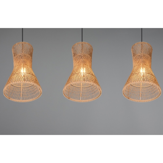 Lampadario clessidra 3 luci per cucina 20 cm marrone cavi regolabili