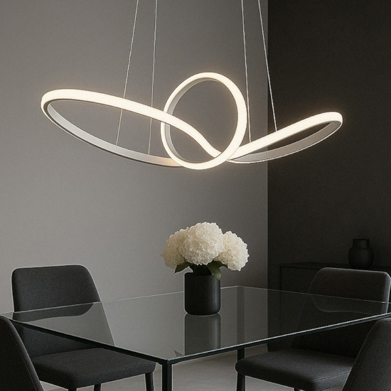 Lampadario bianco per soggiorno moderno led 27w 4000k dimmerabile