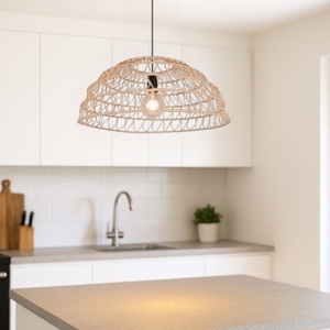 Lampadario a cupola per cucina marrone 60 cm cavi regolabili