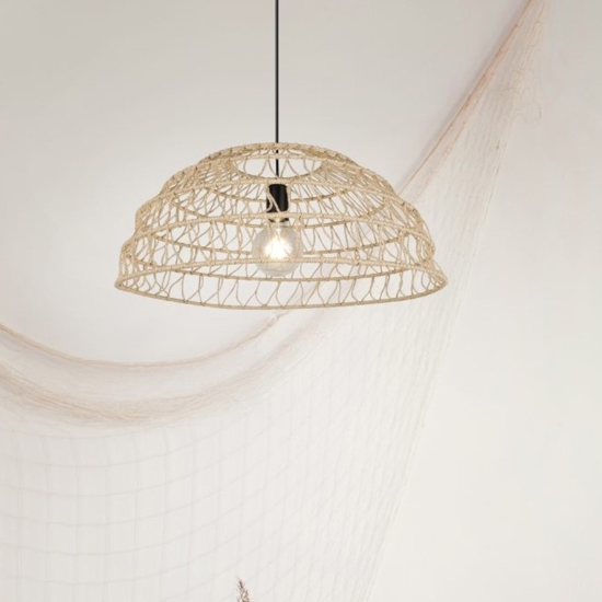 Lampadario a cupola per cucina marrone 60 cm cavi regolabili
