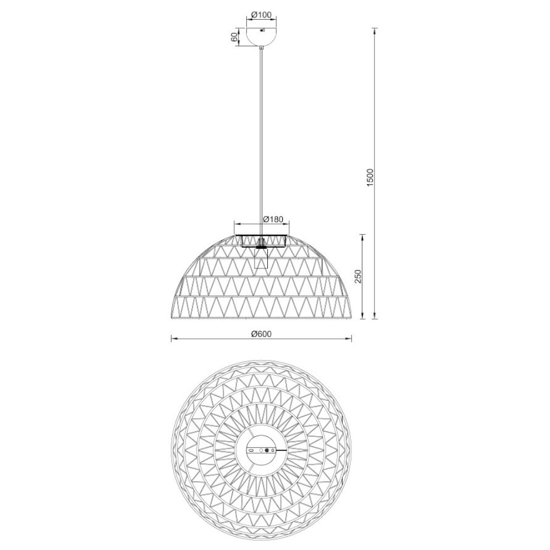 Lampadario a cupola per cucina marrone 60 cm cavi regolabili