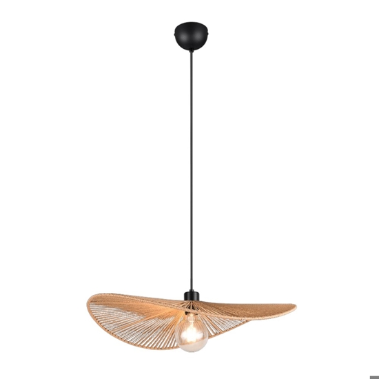 Lampadario da cucina a cerchio ondulato marrone in corda per tavolo 58 cm