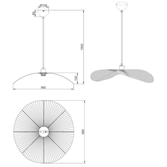 Lampadario da cucina a cerchio ondulato marrone in corda per tavolo 58 cm