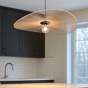 Lampadario da cucina a cerchio ondulato marrone per tavolo