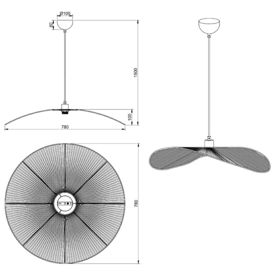 Lampadario da cucina a cerchio ondulato marrone per tavolo