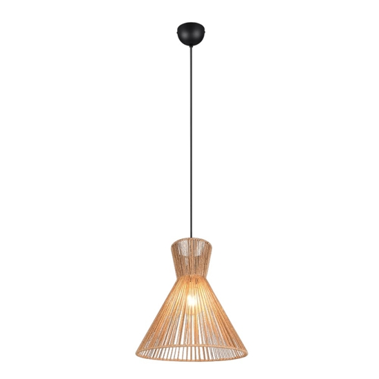 Lampadario a cono per cucina marrone in corda 35 cm