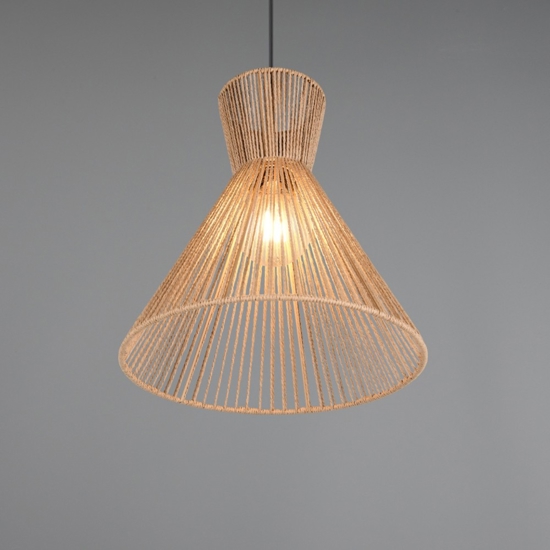 Lampadario a cono per cucina marrone in corda 35 cm