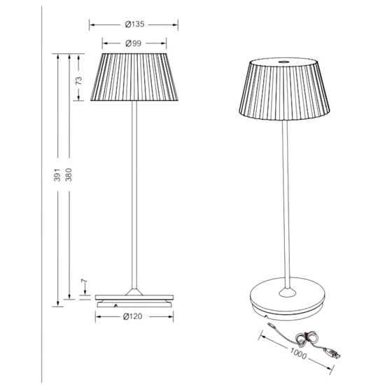 Lampada per esterno portatile da tavolino bianca ricaricabile led 3000k