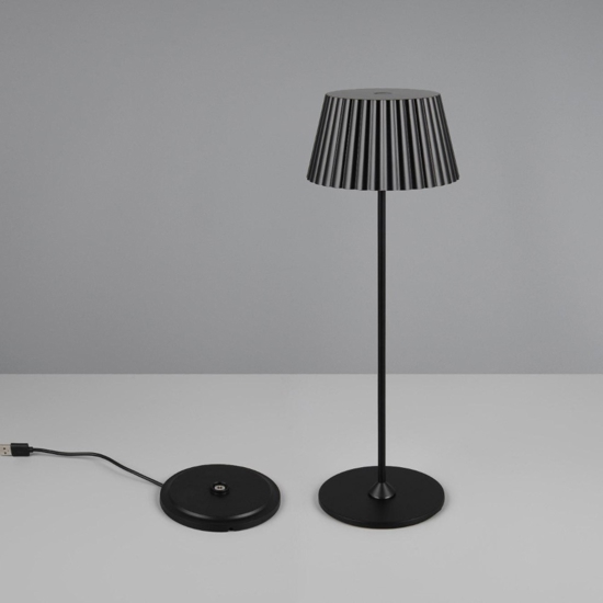 Lampada nera da tavolo ricaricabile per esterni portatile 3000k