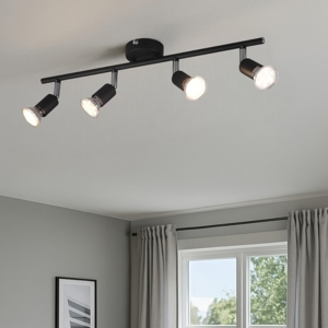 Lampada nera da soffitto 3 luci faretti orientabili led