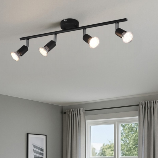 Lampada nera da soffitto 3 luci faretti orientabili led
