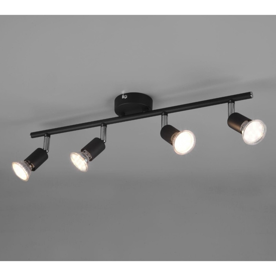 Lampada nera da soffitto 3 luci faretti orientabili led